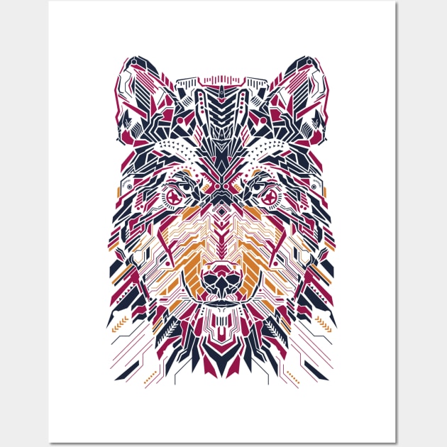 Wolfie on bright tees Wall Art by affan2fly